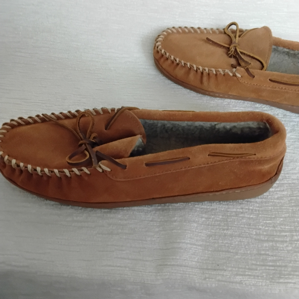 Minnetonka Size 10 Mens Tan Suede Moccasins - Picture 10 of 11